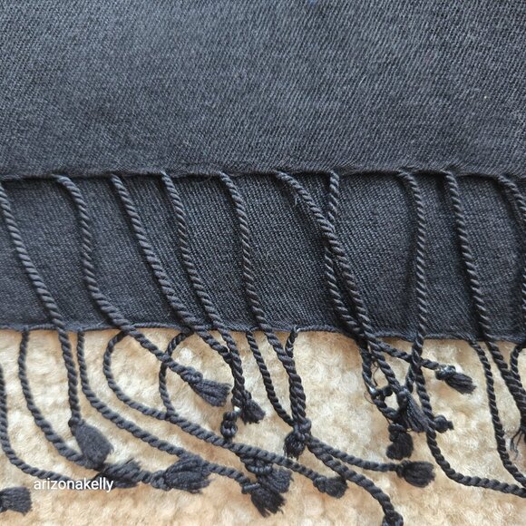 Chateau Robert Cashmere Silk Black Scarf Pashmina - Picture 2 of 6